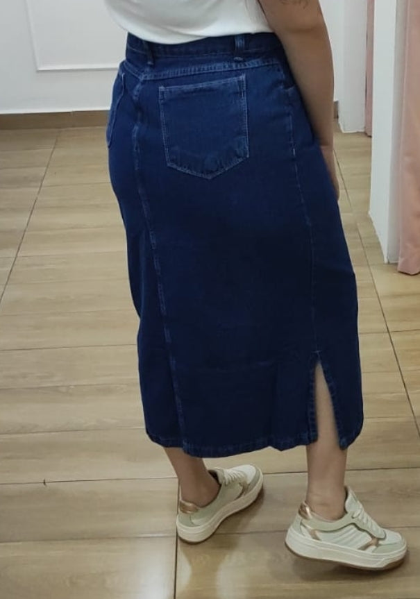 Saia Jeans Fenda Lateral