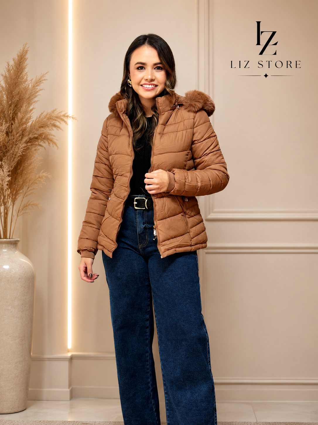2704 jaqueta nylon marron