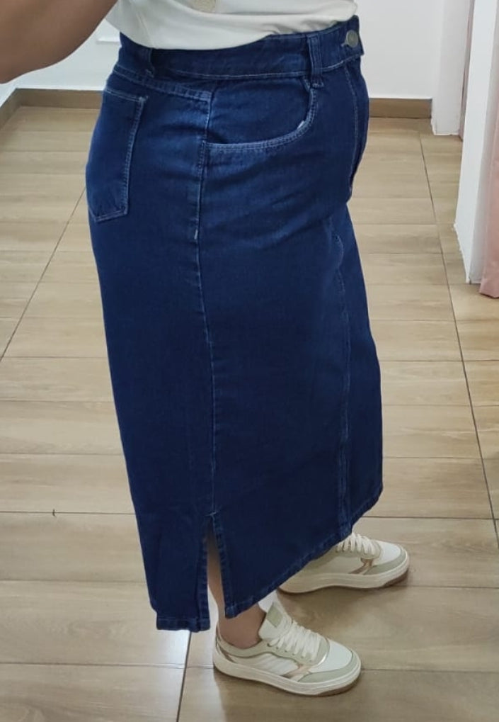 Saia Jeans Fenda Lateral